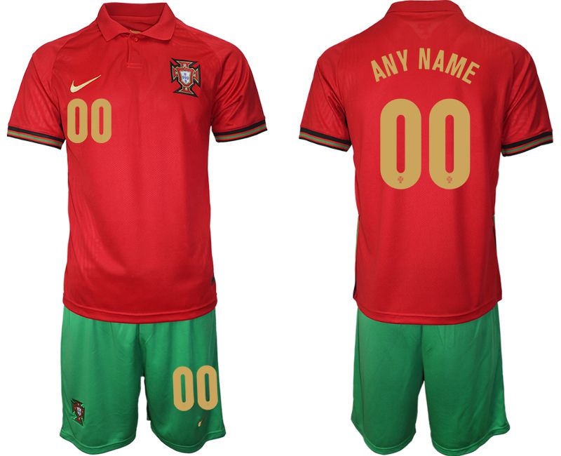 Men 2020-2021 European Cup Portugal home red customized Nike Soccer Jersey